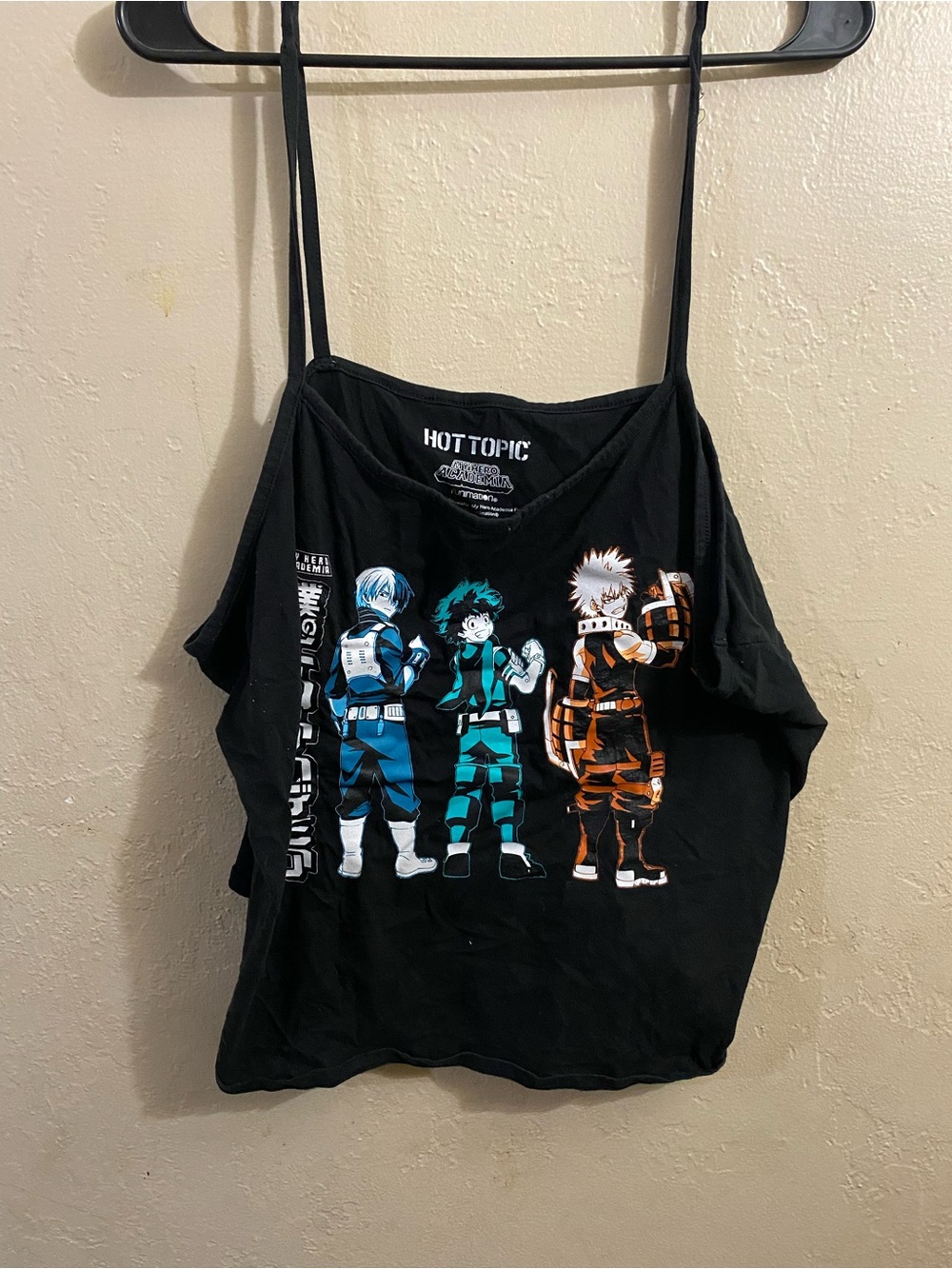 Hot Topic My Hero Academia Black Graphic Tank Too Camo crop top
